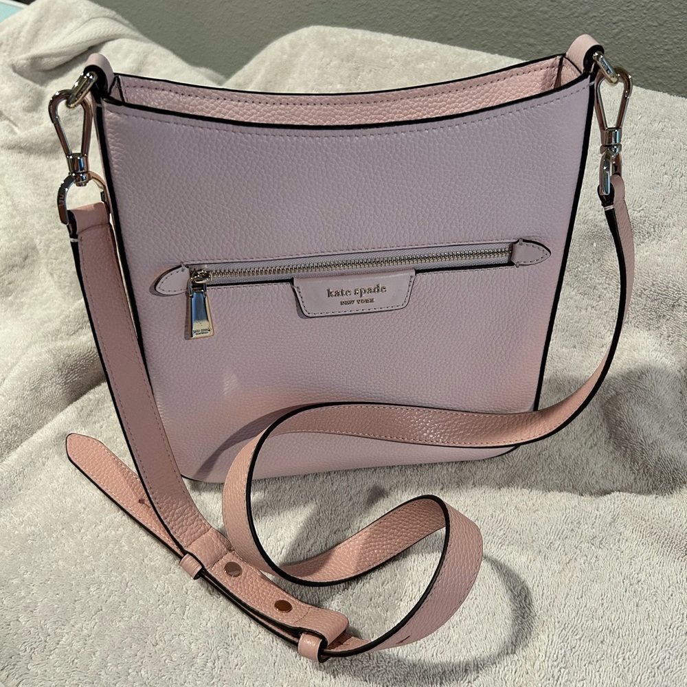 Kate Spade NWOT Light Pink Hudson Colorblocked Pebbled Leather Crossbody.